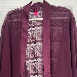 La Senza Burgundy Elegant Purple Lace Kimono
